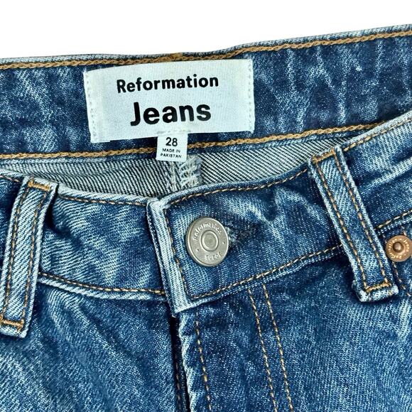 Reformation Size 28 Liza Blue Organic Denim Ultra High Rise Straight Jeans - Picture 3 of 7